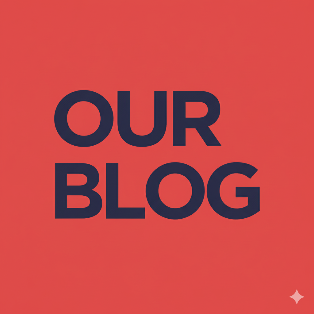 Chữ "OUR BLOG" trên nền màu đỏ.